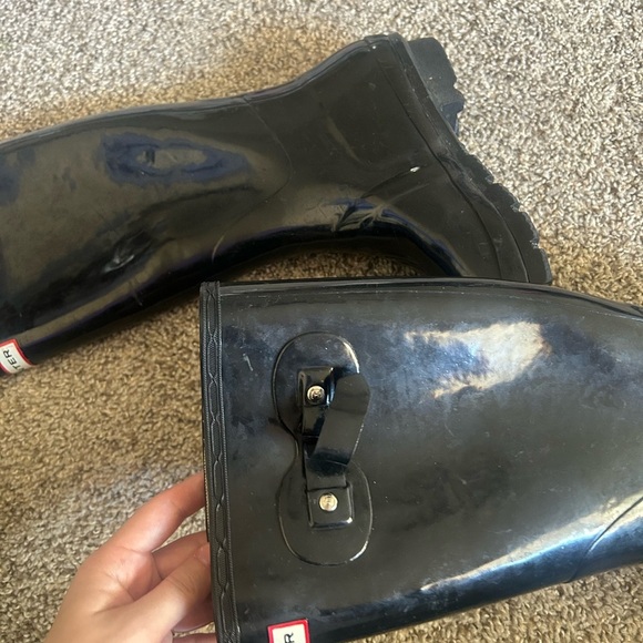 Hunter Glossy Black Waterproof Boot Unisex Men's Size 9 Women's 10 Original Tall - Picture 7 of 11